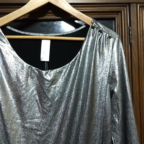 Avon Silver Draped Blouse - Picture 2 of 7